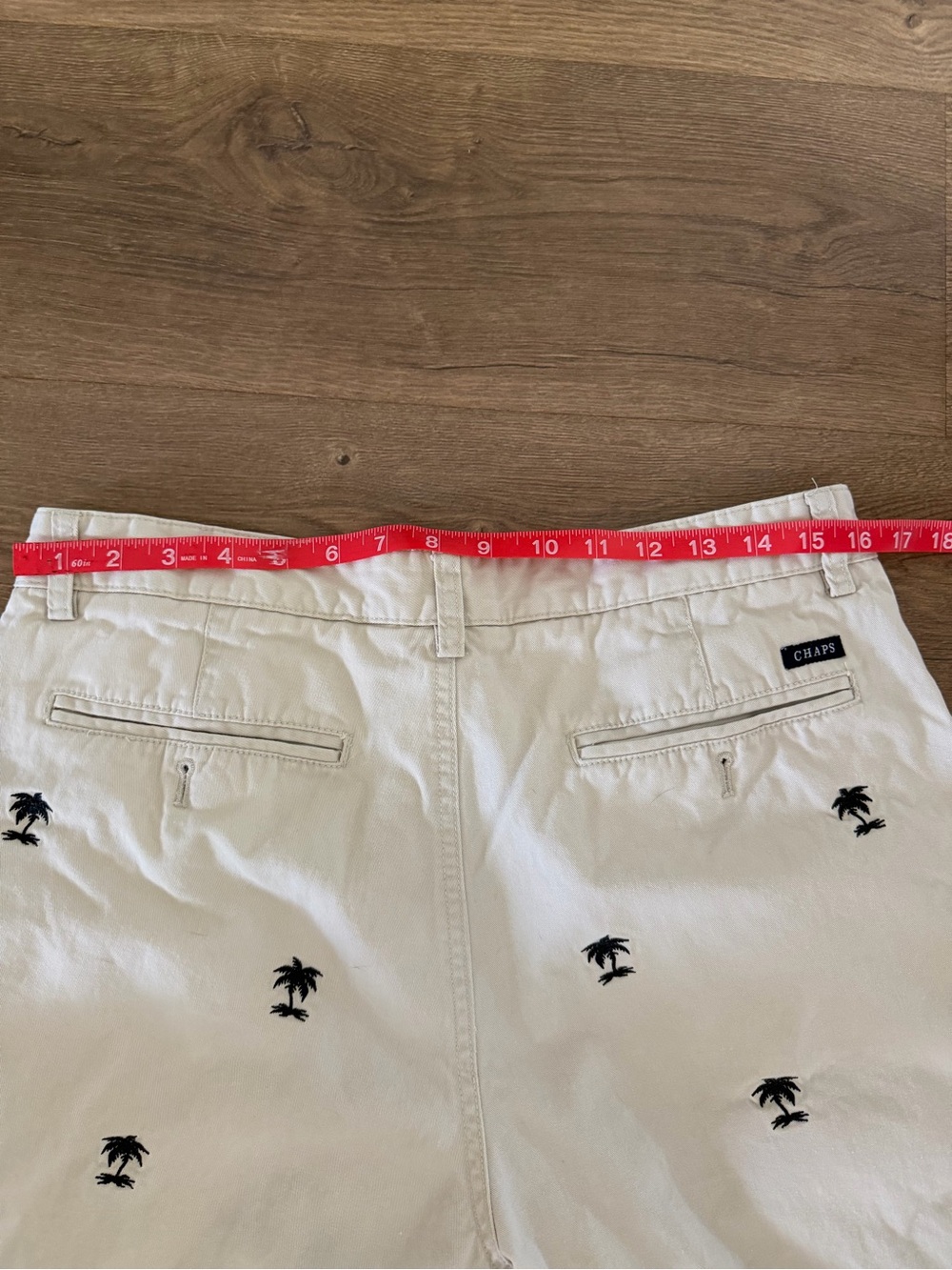 Chaps Khaki Embroidered Palm Tree Shorts Size 34 - Picture 6 of 8